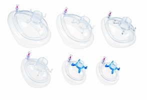 Анестезиологическая маска одноразового использования с воздушной подушкой и клапаном поддува с крепежным кольцом